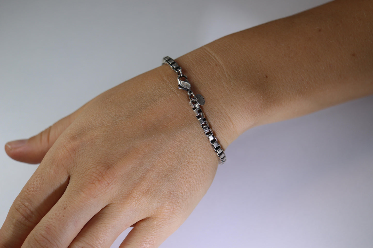 Tiffany & Co. Bracelet. Venetian Square Link Love Sterling Silver Chain Bracelet