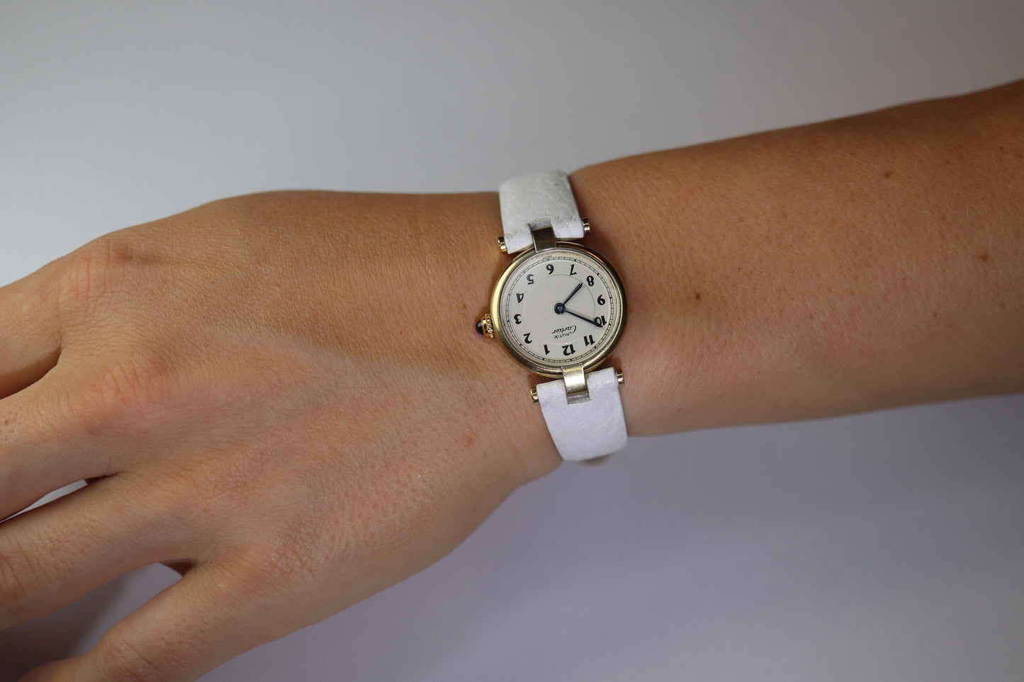Genuine Cartier Watch. Must de Cartier Vendome 590004 Round Argent Arabic Face