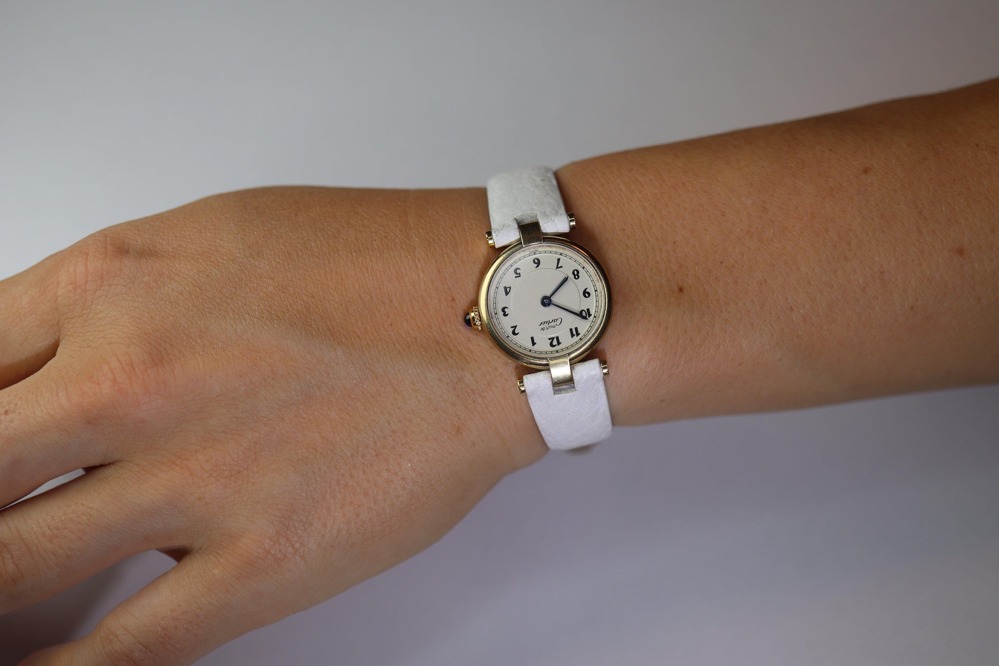Genuine Cartier Watch. Must de Cartier Vendome 590004 Round Argent Arabic Face