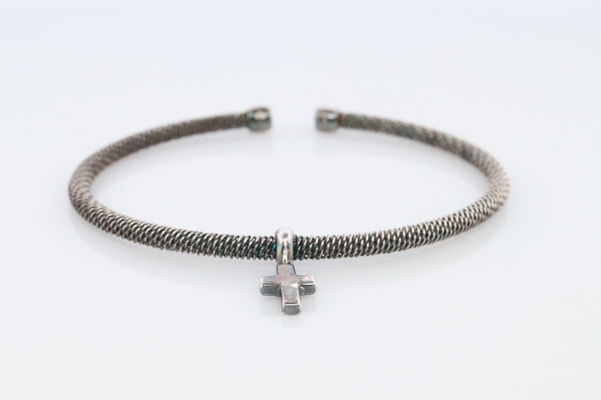 Tiffany & Co. Bracelet. Tiffany Stretch Bangle Cross Dangle Sterling Silver