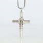 Vintage GUCCI Necklace. Bamboo Cross Gucci Logo Sterling Silver Pendant