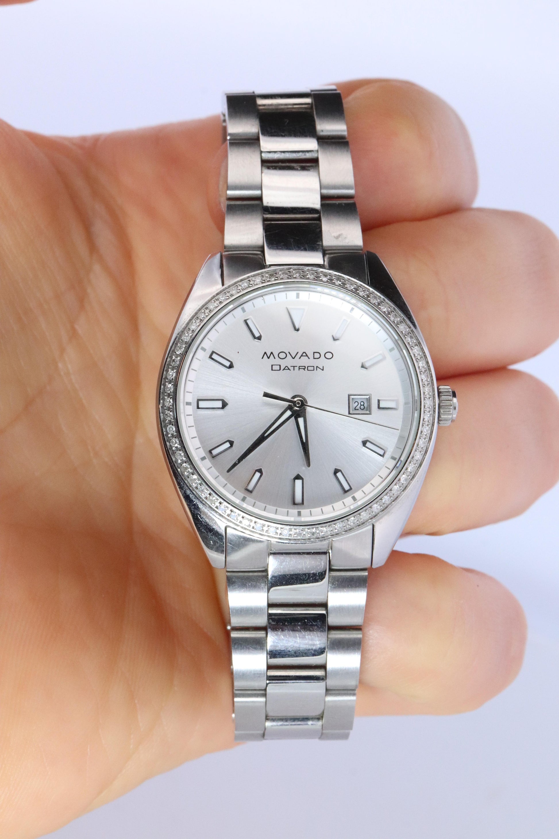 MOVADO Watch. Diamond Bezel Ladies Movado Datron Heritage Series