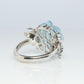 18k Aquamarine Sapphire ring. Carved Flower Aquamarine with Diamonds Sapphires