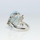 18k Aquamarine Sapphire ring. Carved Flower Aquamarine with Diamonds Sapphires