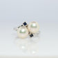 Mikimoto Sapphire Pearl Ring. 14k Mikimoto Sapphire Twin Pearl Bypass band.