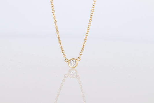 Vintage Tiffany Co Necklace Elsa Peretti Diamond by the Yard 0.14ct Solitaire 1P