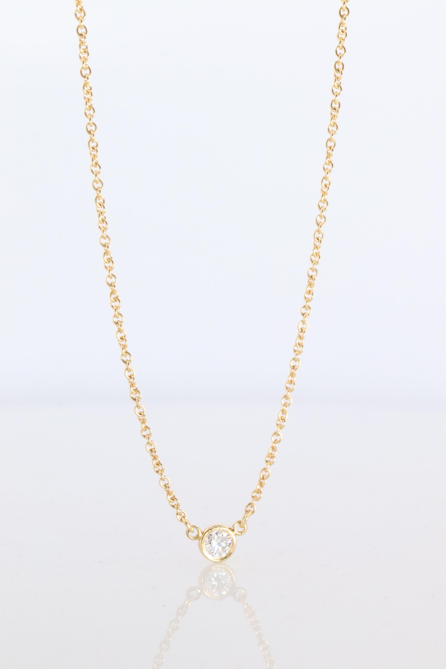 Vintage Tiffany Co Necklace Elsa Peretti Diamond by the Yard 0.14ct Solitaire 1P