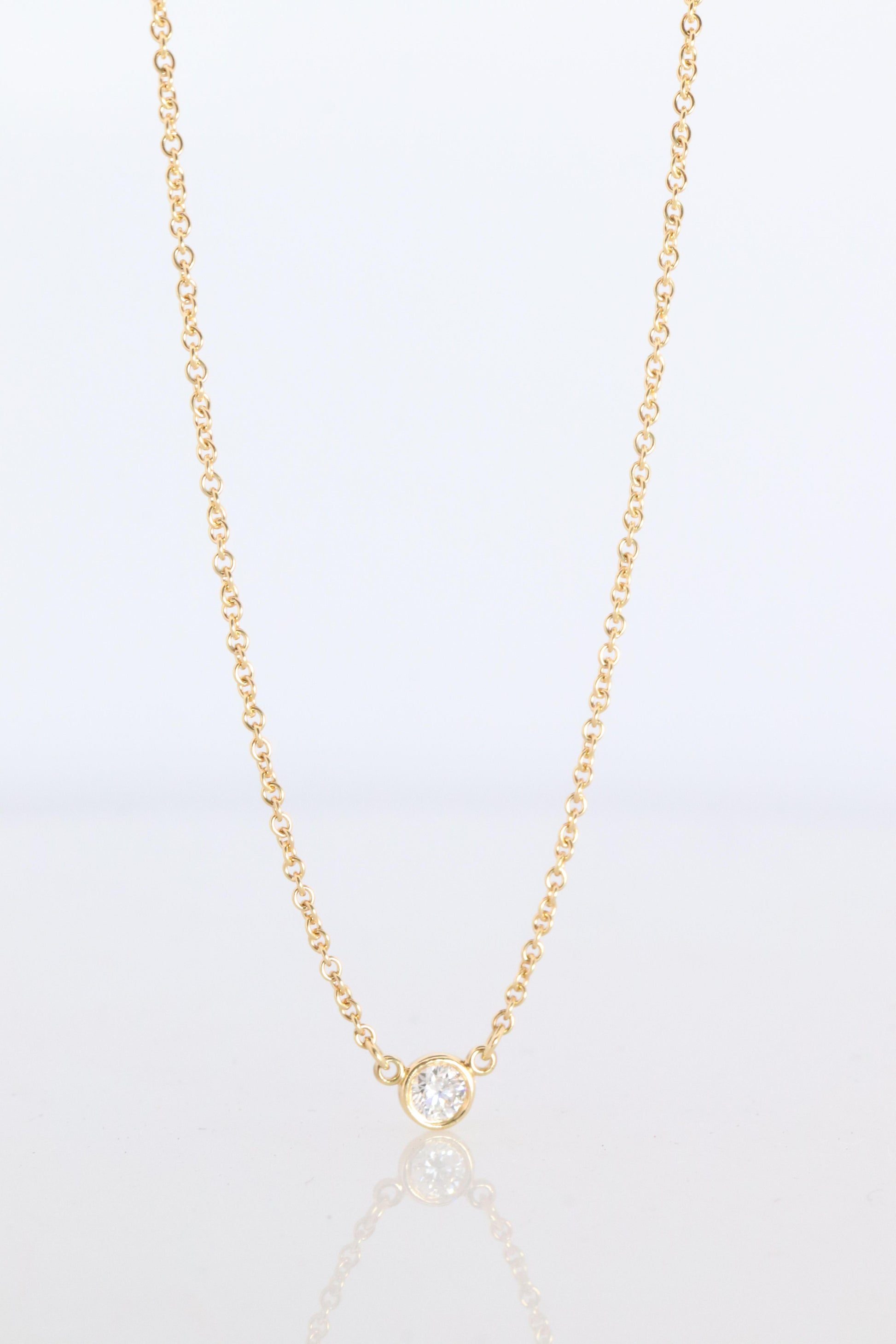 Vintage Tiffany Co Necklace Elsa Peretti Diamond by the Yard 0.14ct Solitaire 1P