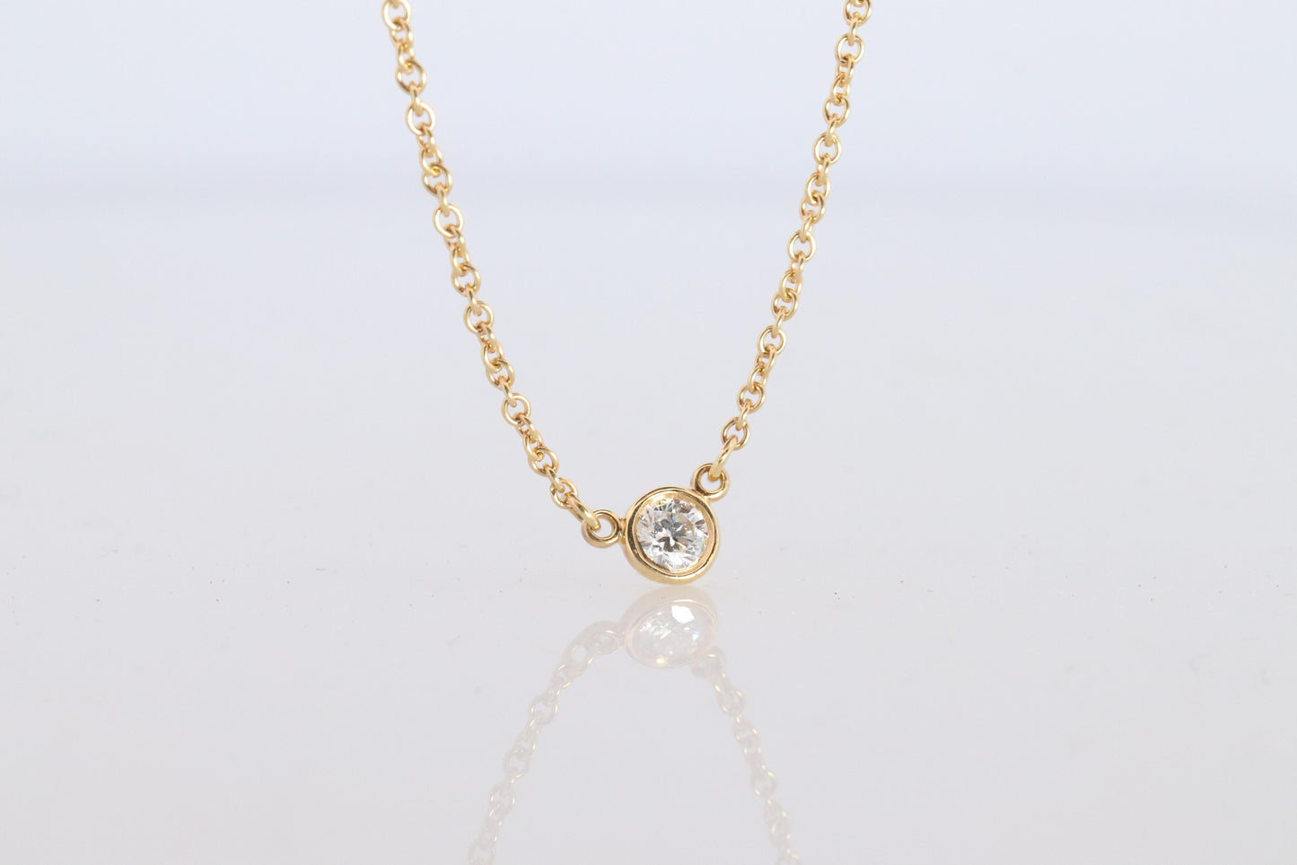 Vintage Tiffany Co Necklace Elsa Peretti Diamond by the Yard 0.14ct Solitaire 1P