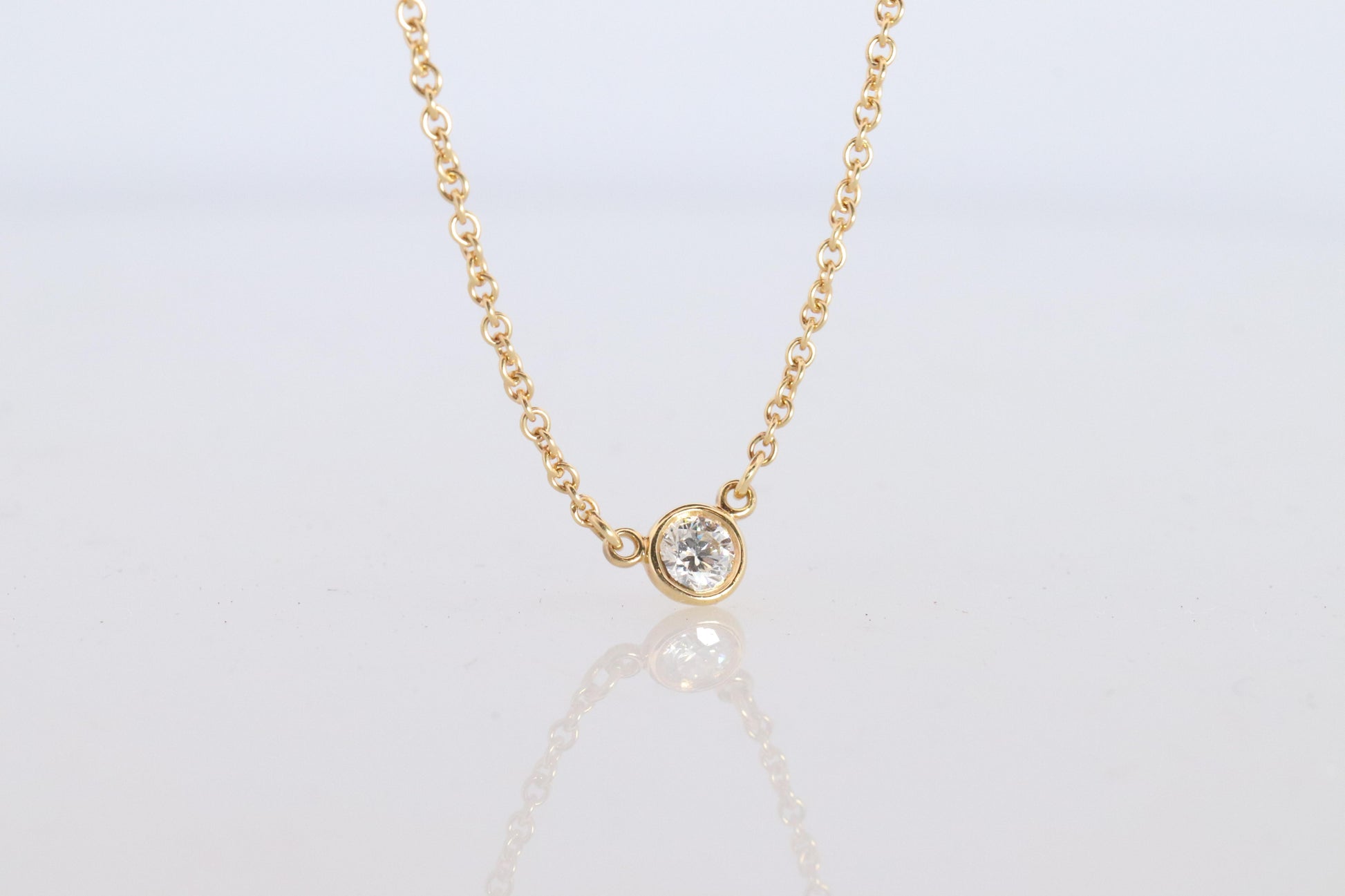 Vintage Tiffany Co Necklace Elsa Peretti Diamond by the Yard 0.14ct Solitaire 1P