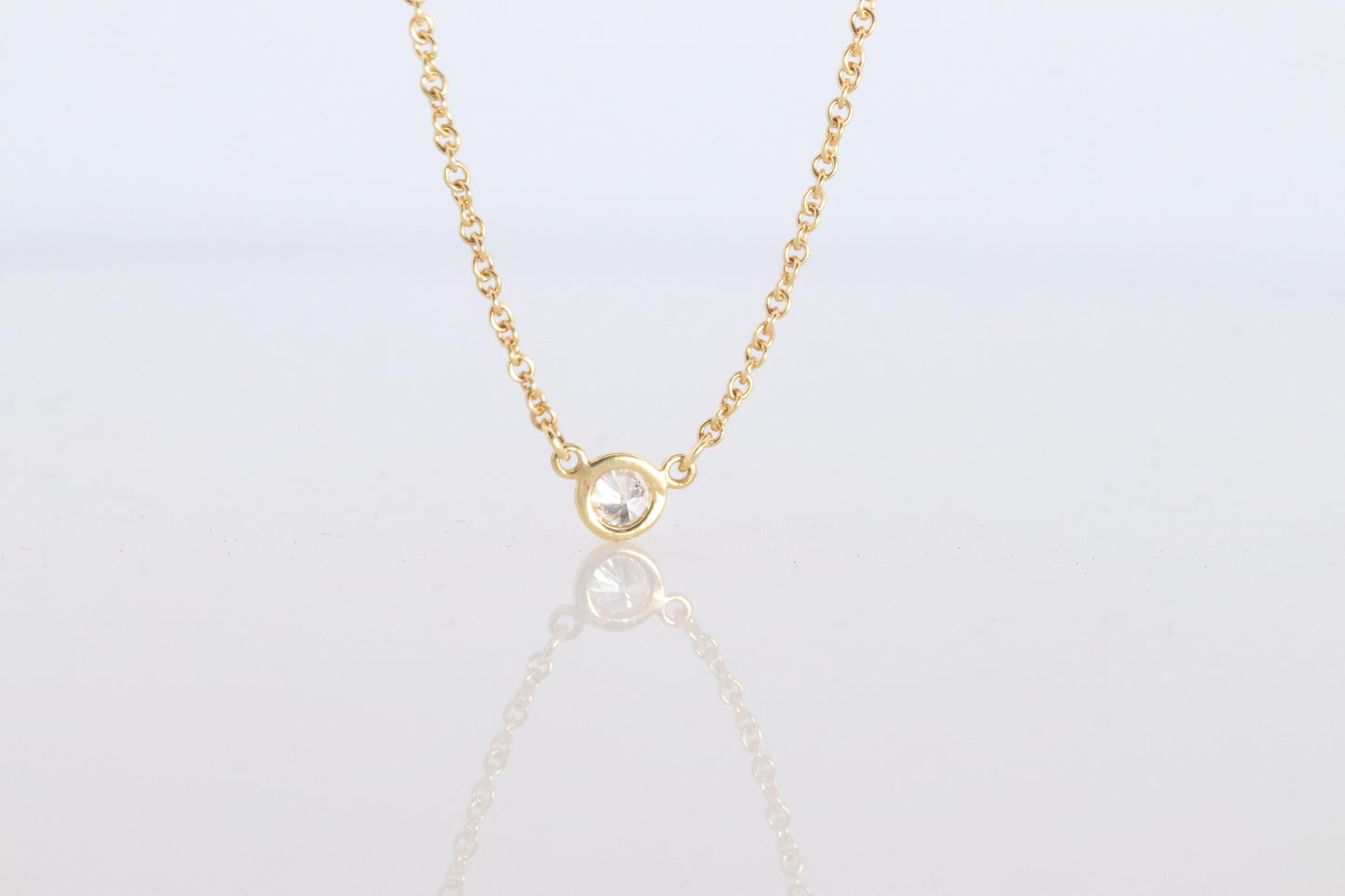 Vintage Tiffany Co Necklace Elsa Peretti Diamond by the Yard 0.14ct Solitaire 1P