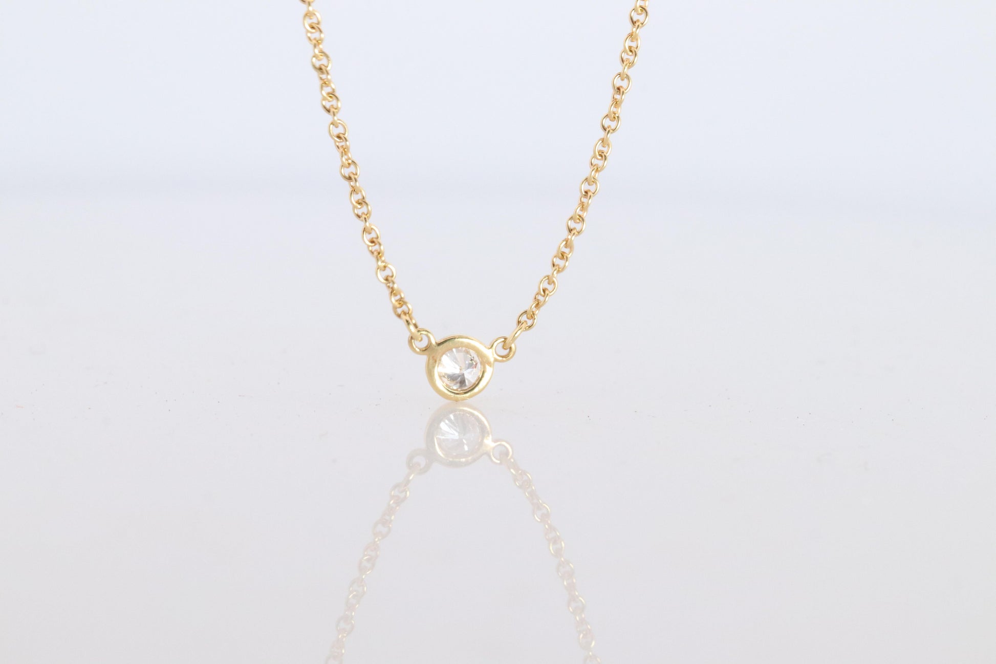 Vintage Tiffany Co Necklace Elsa Peretti Diamond by the Yard 0.14ct Solitaire 1P