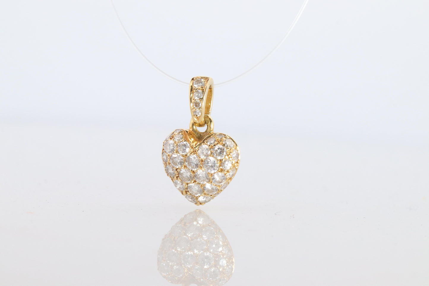 Genuine Cartier Pave Diamond Pendant. 18k YG Diamond Pave Heart Pendant Charm