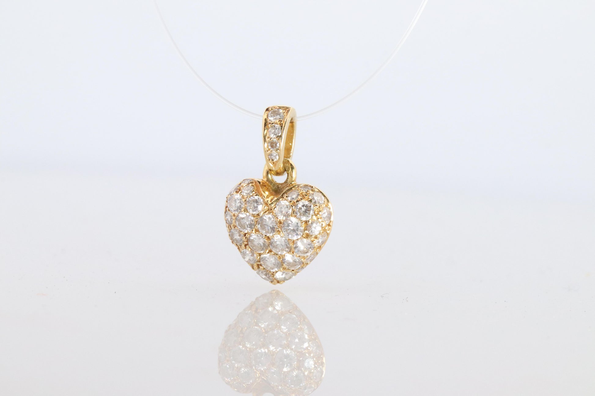 Genuine Cartier Pave Diamond Pendant. 18k YG Diamond Pave Heart Pendant Charm