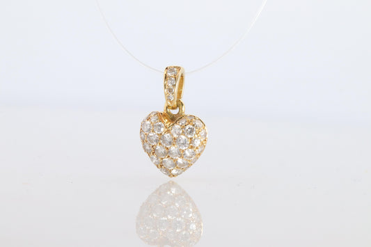 Genuine Cartier Pave Diamond Pendant. 18k YG Diamond Pave Heart Pendant Charm