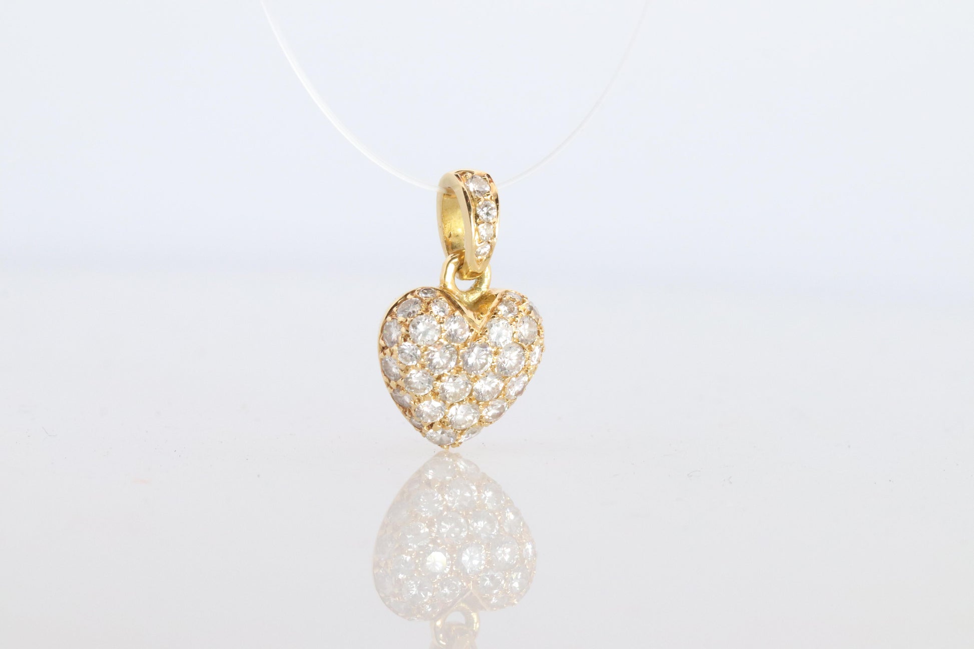 Genuine Cartier Pave Diamond Pendant. 18k YG Diamond Pave Heart Pendant Charm