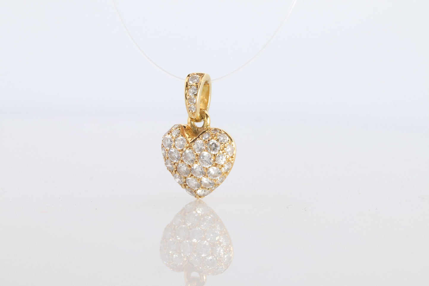 Genuine Cartier Pave Diamond Pendant. 18k YG Diamond Pave Heart Pendant Charm