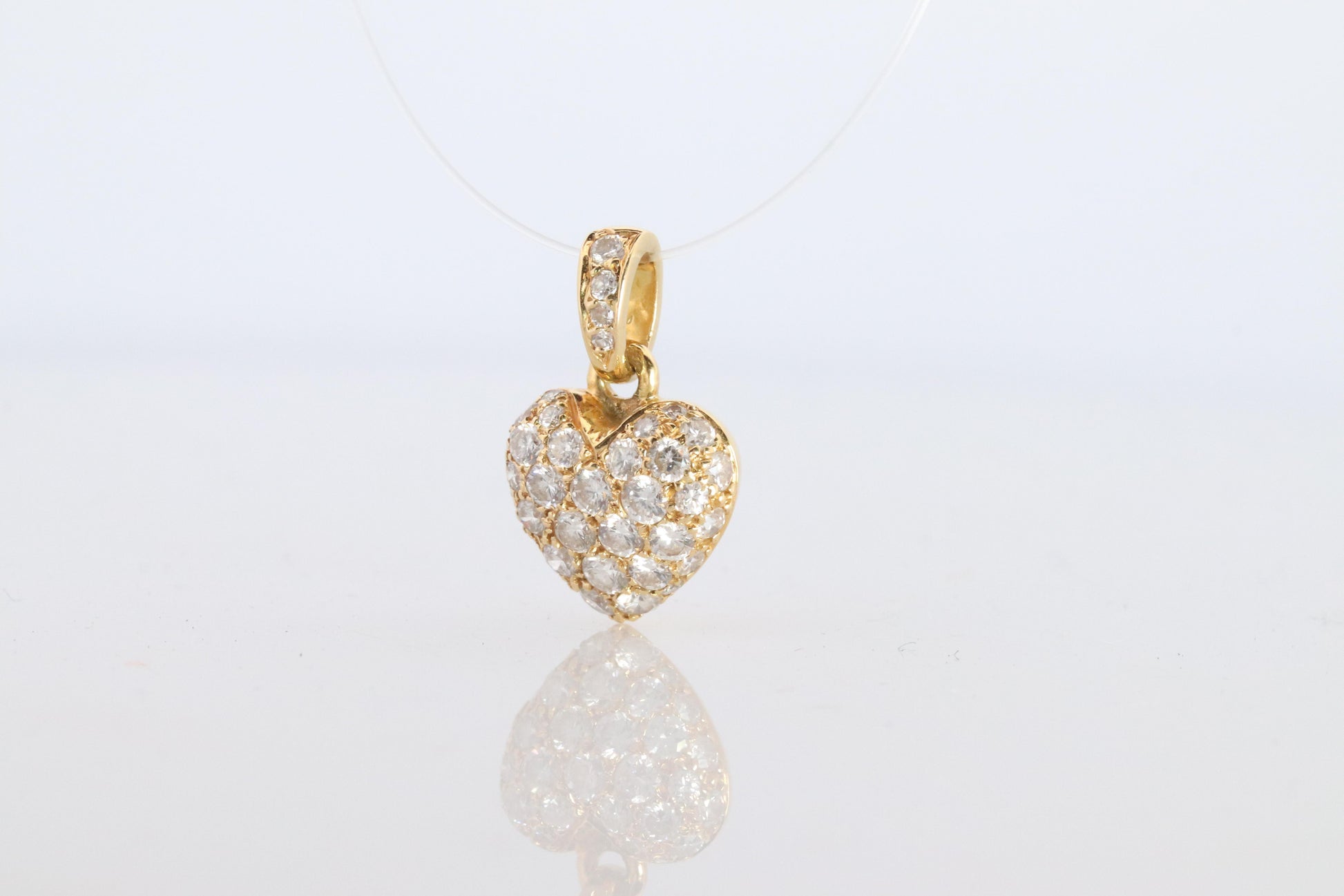 Genuine Cartier Pave Diamond Pendant. 18k YG Diamond Pave Heart Pendant Charm