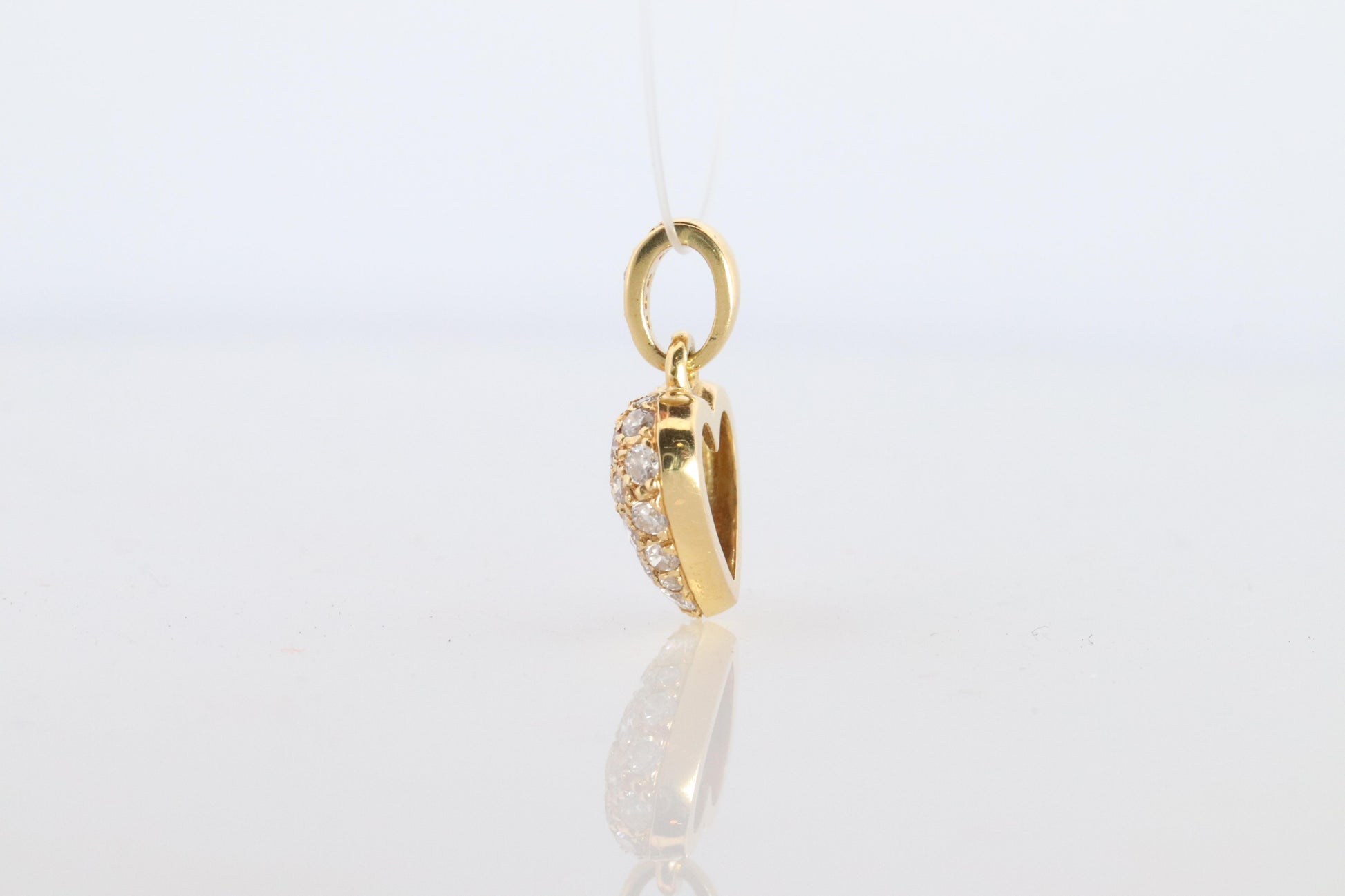 Genuine Cartier Pave Diamond Pendant. 18k YG Diamond Pave Heart Pendant Charm