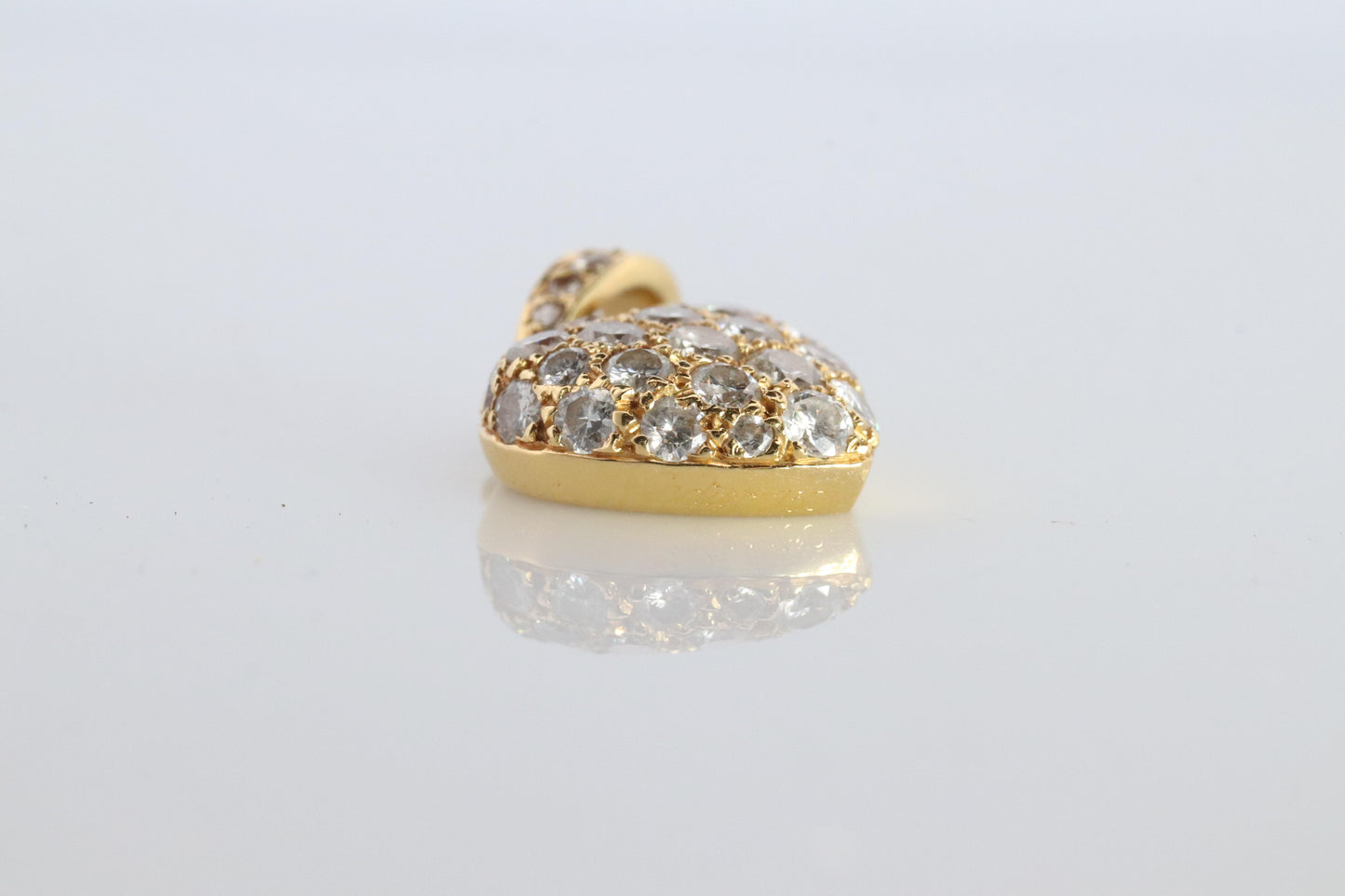 Genuine Cartier Pave Diamond Pendant. 18k YG Diamond Pave Heart Pendant Charm