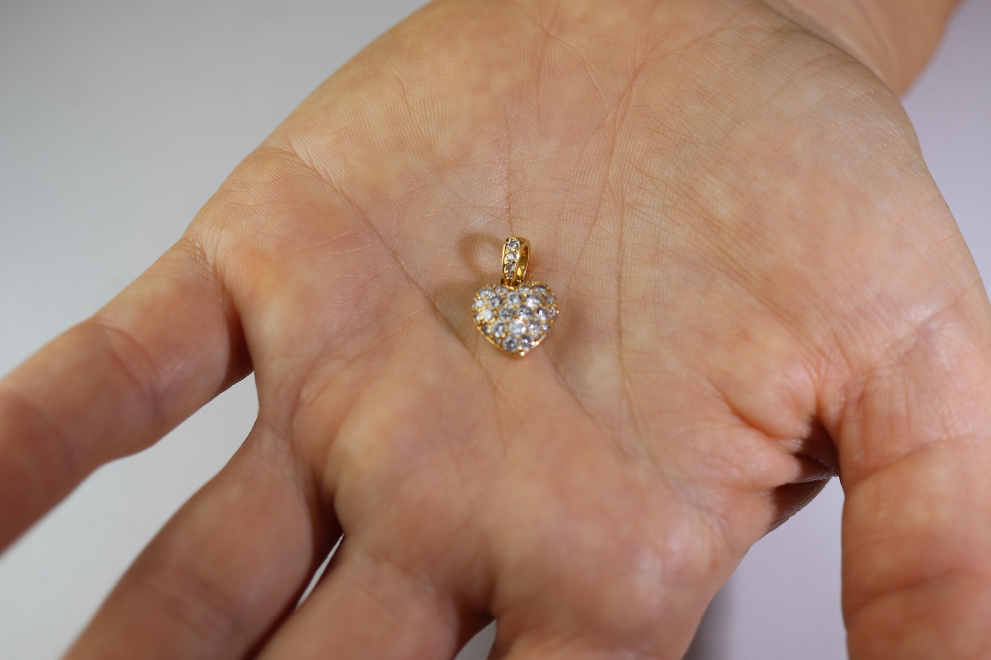 Genuine Cartier Pave Diamond Pendant. 18k YG Diamond Pave Heart Pendant Charm