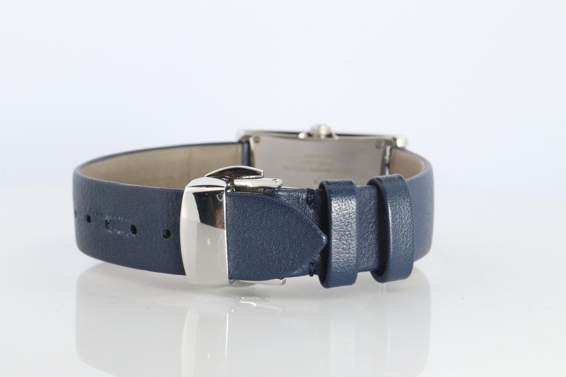 Tiffany and Co East and West Watch. Ladies Navy Blue T&Co Tank wristwatch.