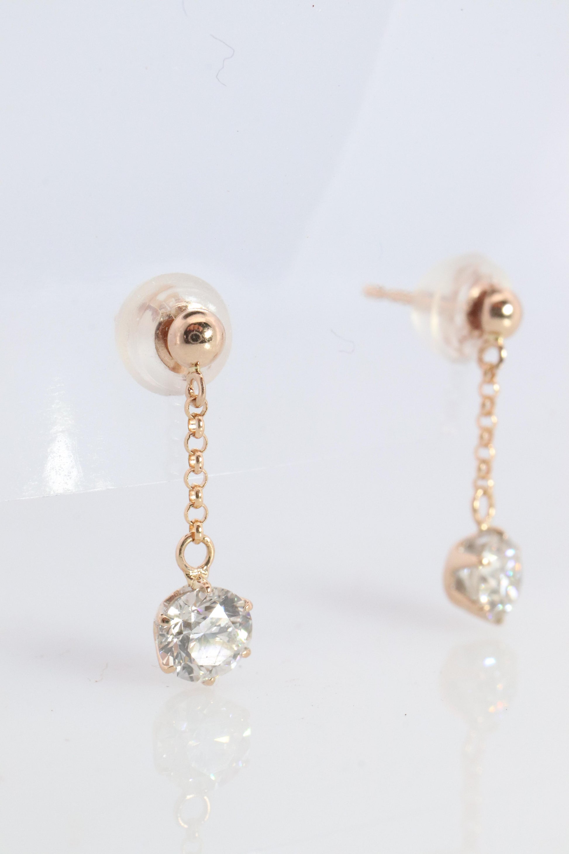 Diamond Stud Earrings. 18k YG 2/3ctw Diamond solitaire Dangle earrings.