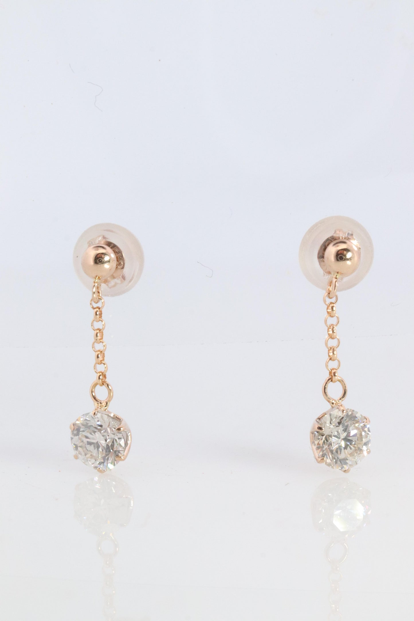 Diamond Stud Earrings. 18k YG 2/3ctw Diamond solitaire Dangle earrings.