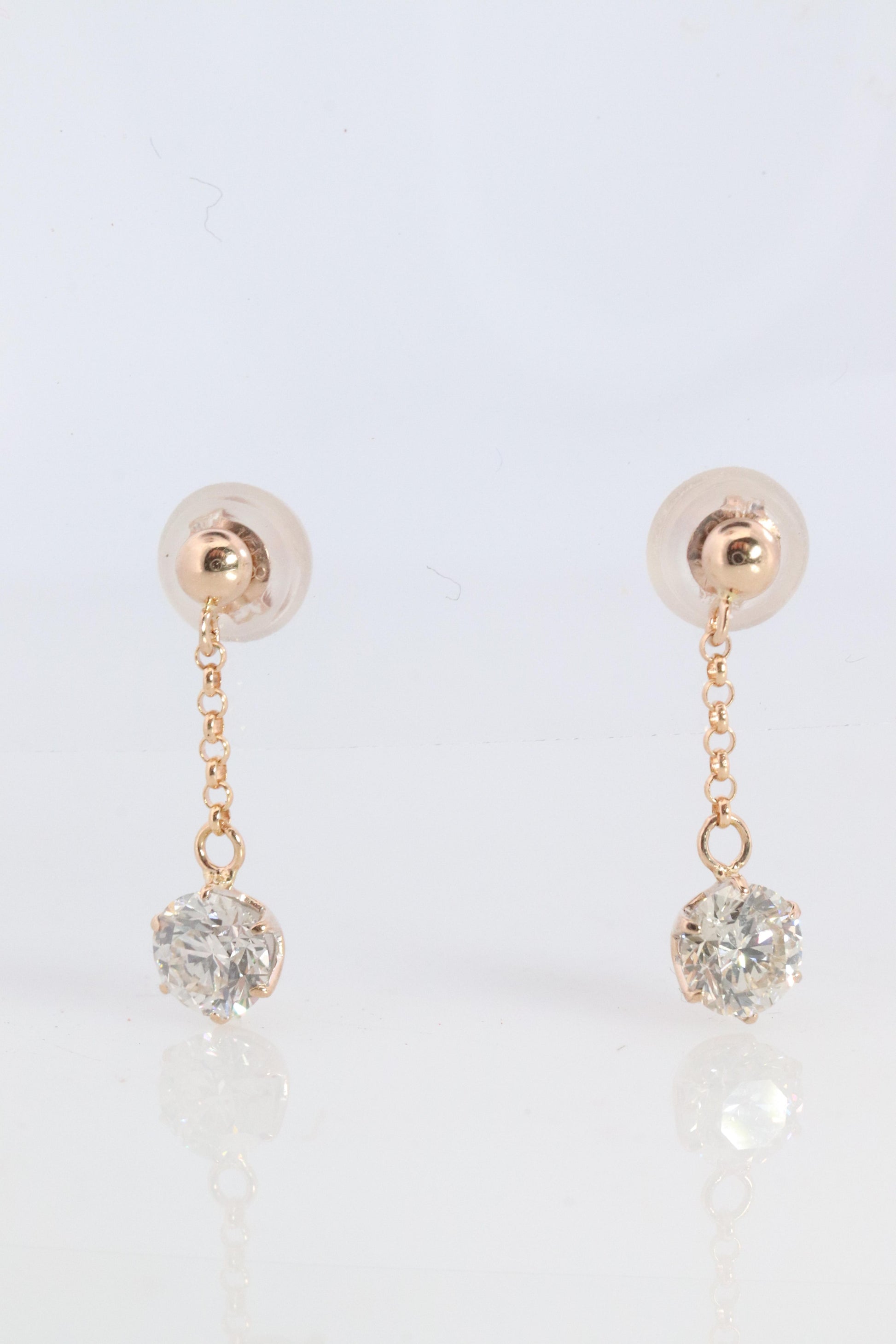 Diamond Stud Earrings. 18k YG 2/3ctw Diamond solitaire Dangle earrings.