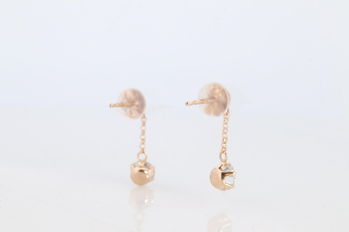 Diamond Stud Earrings. 18k YG 2/3ctw Diamond solitaire Dangle earrings.