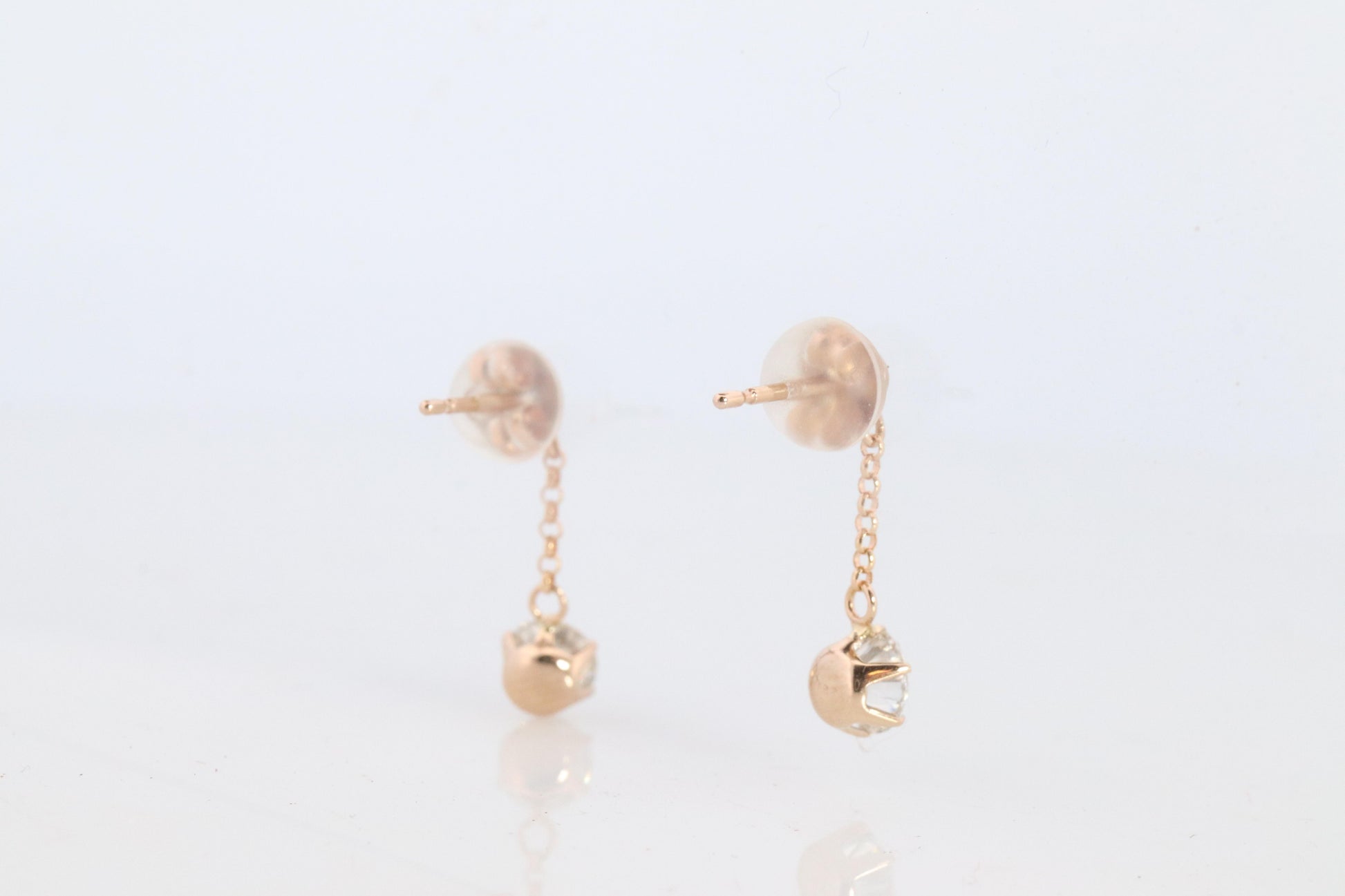 Diamond Stud Earrings. 18k YG 2/3ctw Diamond solitaire Dangle earrings.