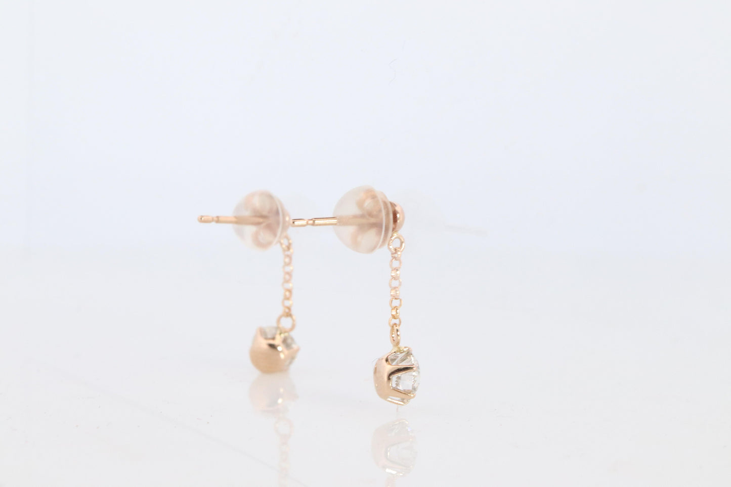 Diamond Stud Earrings. 18k YG 2/3ctw Diamond solitaire Dangle earrings.
