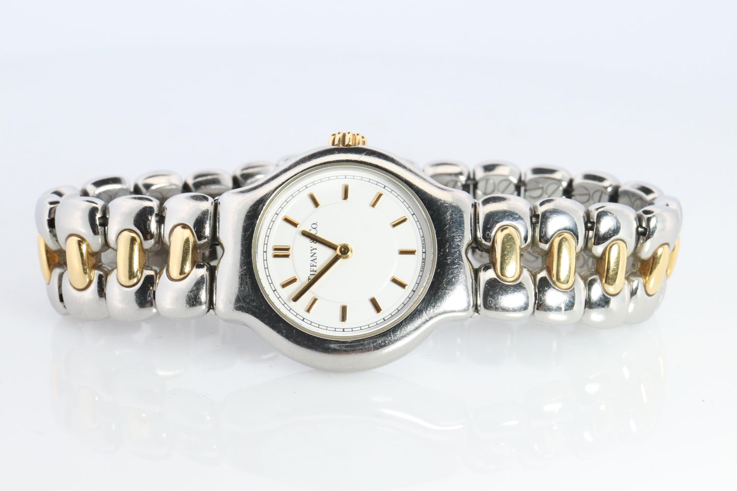 Tiffany and Co Watch. 18k Tiffany Tesoro Stainless Steel Ladies 25mm Wristwatch