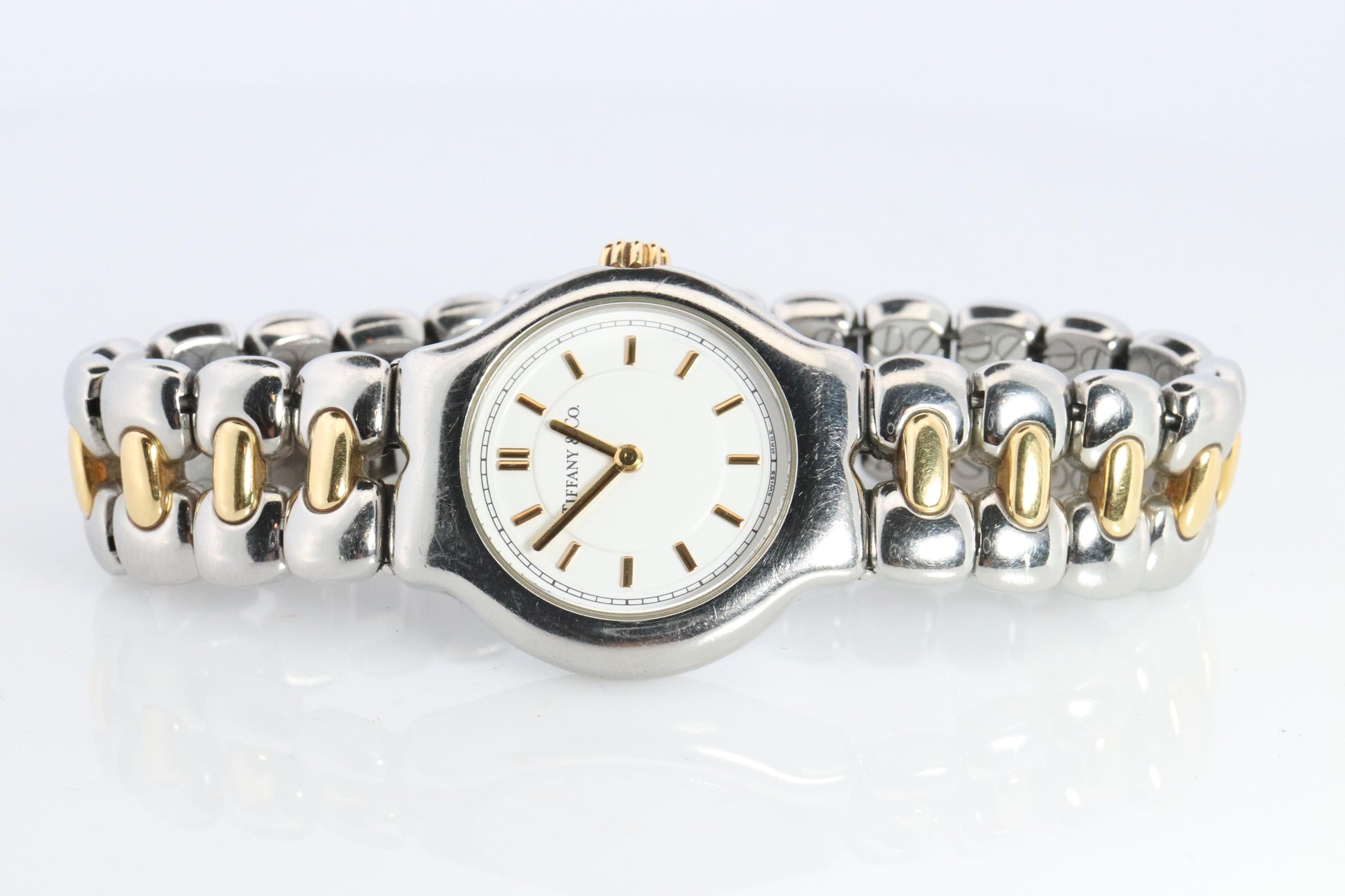 Tiffany and Co Watch. 18k Tiffany Tesoro Stainless Steel Ladies 25mm Wristwatch