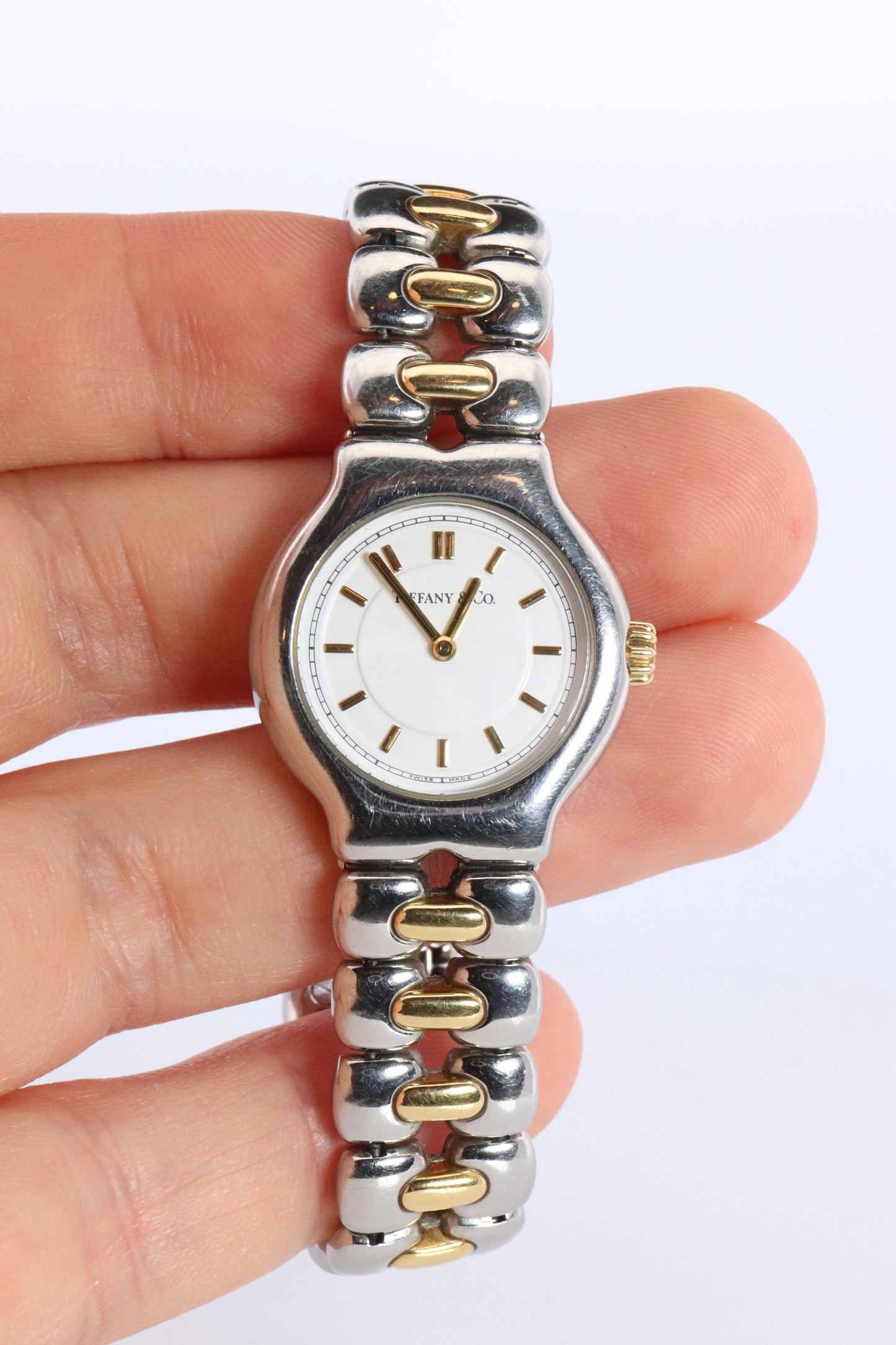 Tiffany and Co Watch. 18k Tiffany Tesoro Stainless Steel Ladies 25mm Wristwatch