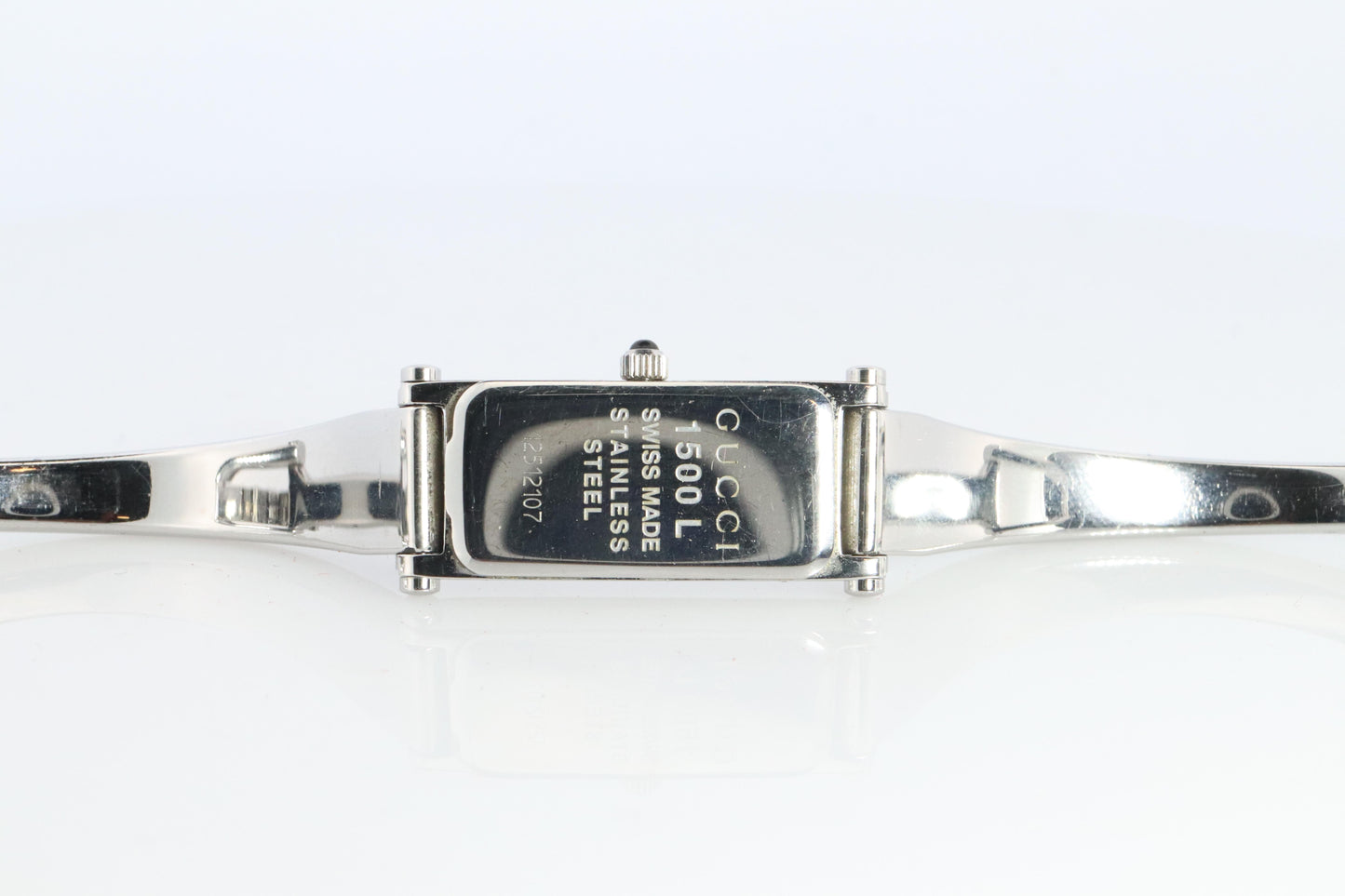 Vintage GUCCI 1500L Quartz Wrist Watch. Gucci Silver Pink MOP Bangle Watch