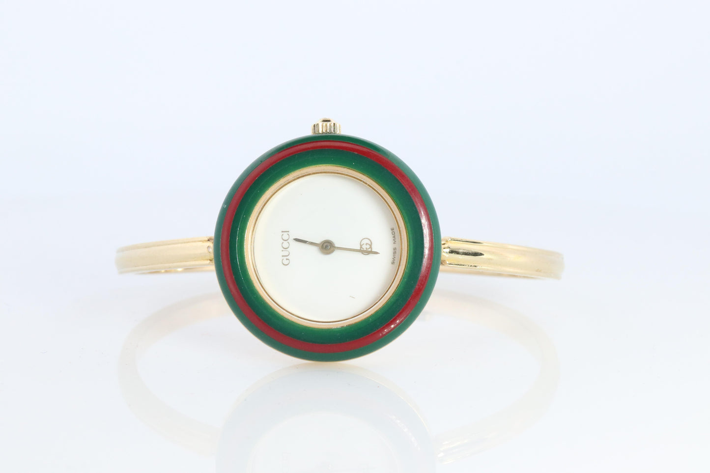 Vintage GUCCI Quartz 1100L Watch. Gucci Ladies Bangle Interchange 12 Bezel watch