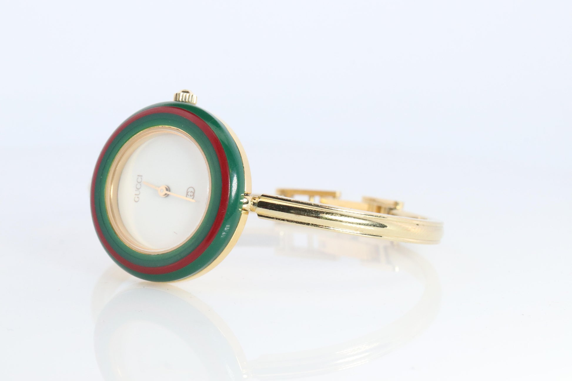 Vintage GUCCI Quartz 1100L Watch. Gucci Ladies Bangle Interchange 12 Bezel watch