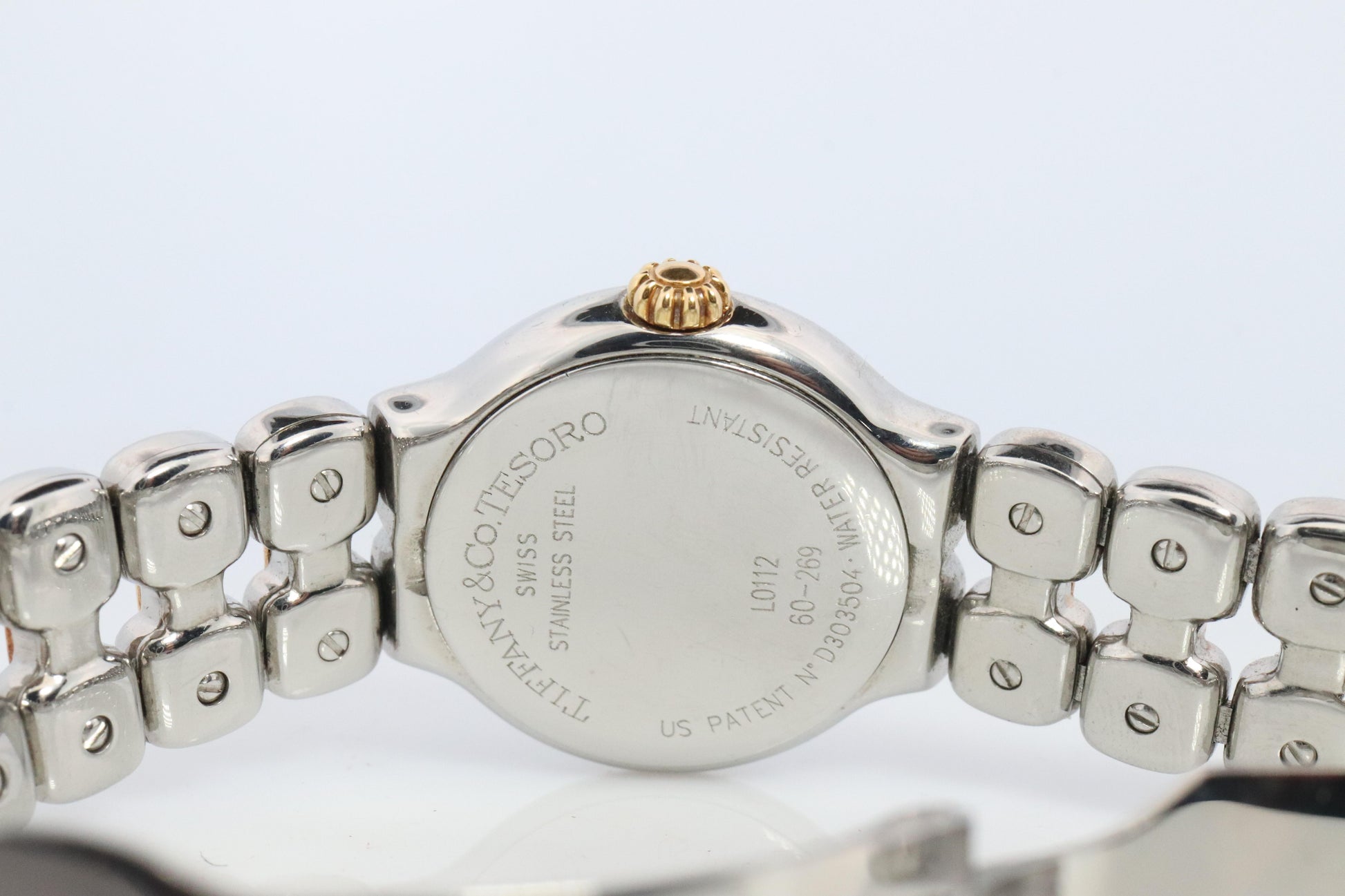 Tiffany and Co Diamond Watch. 18k Tiffany Tesoro Stainless Steel Ladies 25mm.
