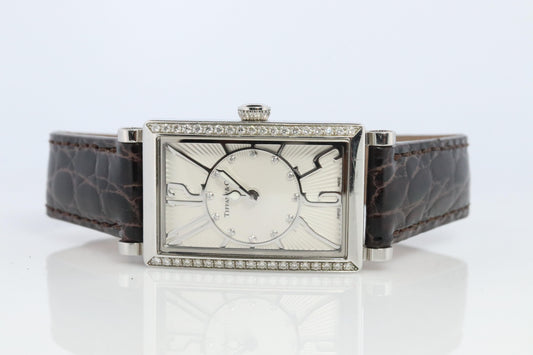 Tiffany and Co Diamond Gallery Watch. T&Co T0906 Diamond Bezel Tank Wristwatch.
