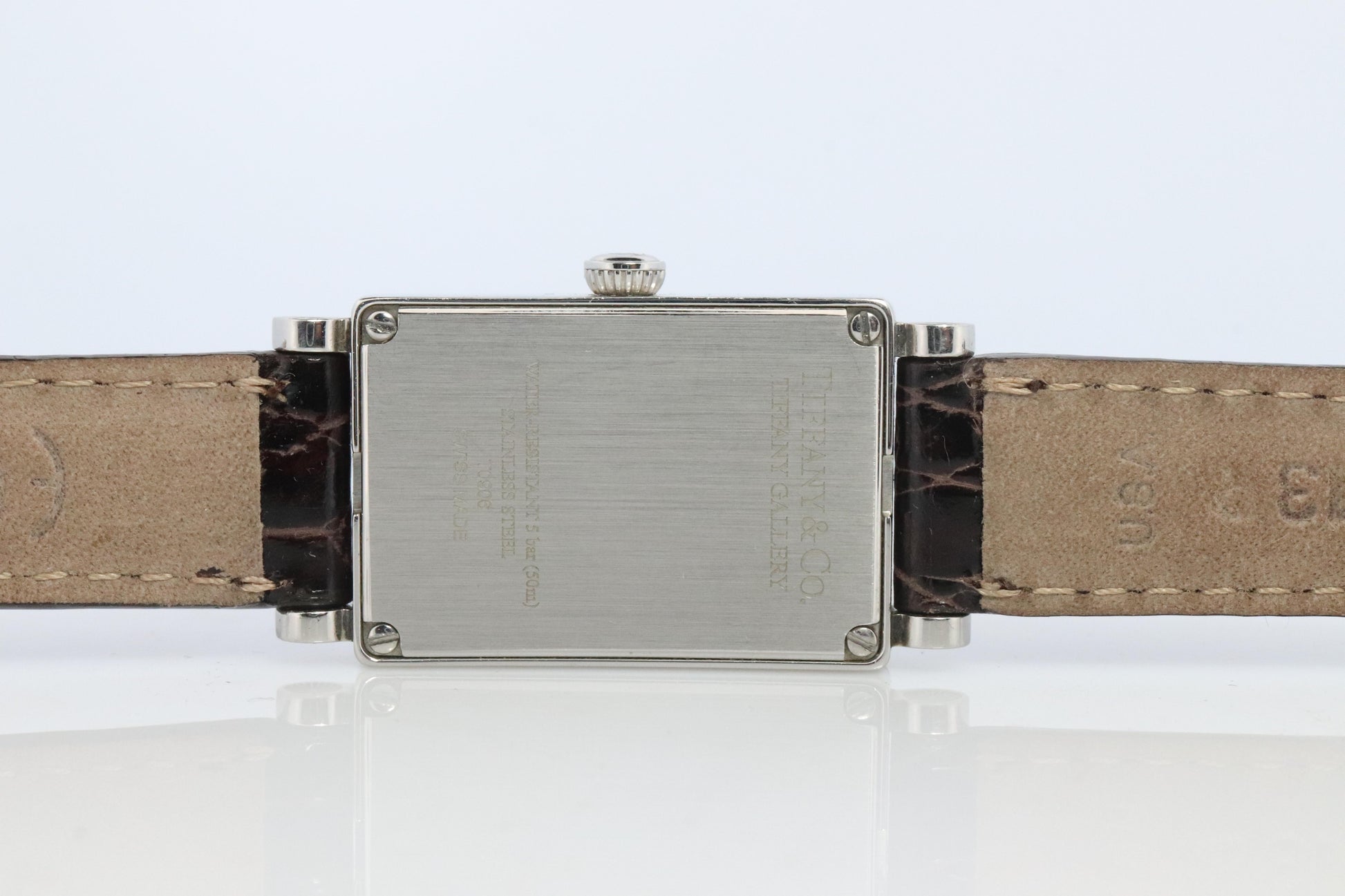 Tiffany and Co Diamond Gallery Watch. T&Co T0906 Diamond Bezel Tank Wristwatch.
