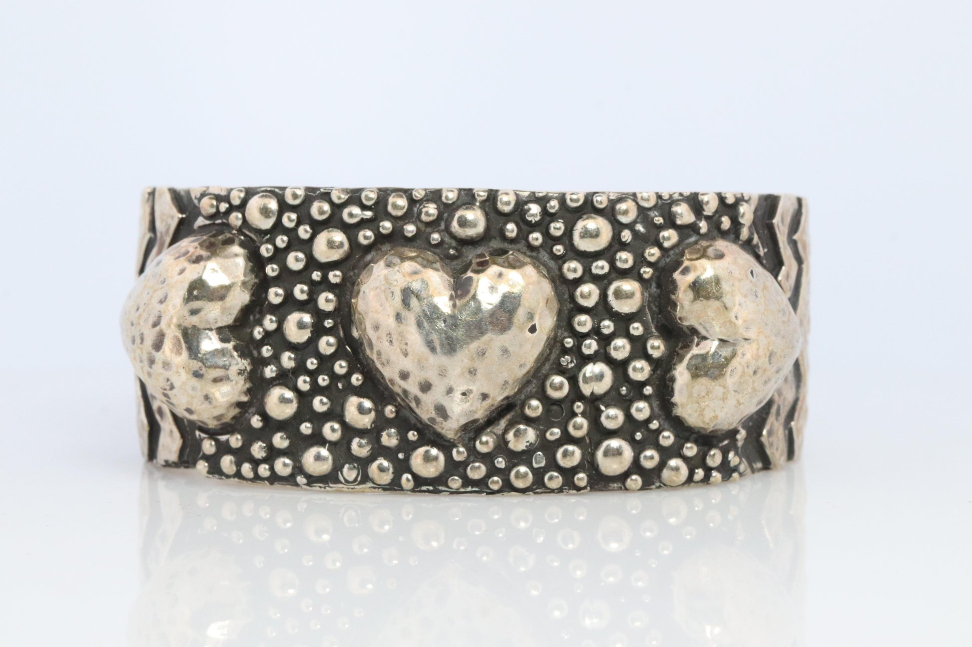 Dian Malouf Cuff Bracelet. Wide Heart Heavy sterling Silver Cuff Bracelet