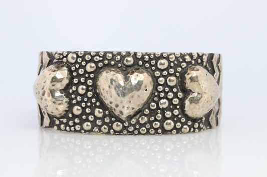 Dian Malouf Cuff Bracelet. Wide Heart Heavy sterling Silver Cuff Bracelet