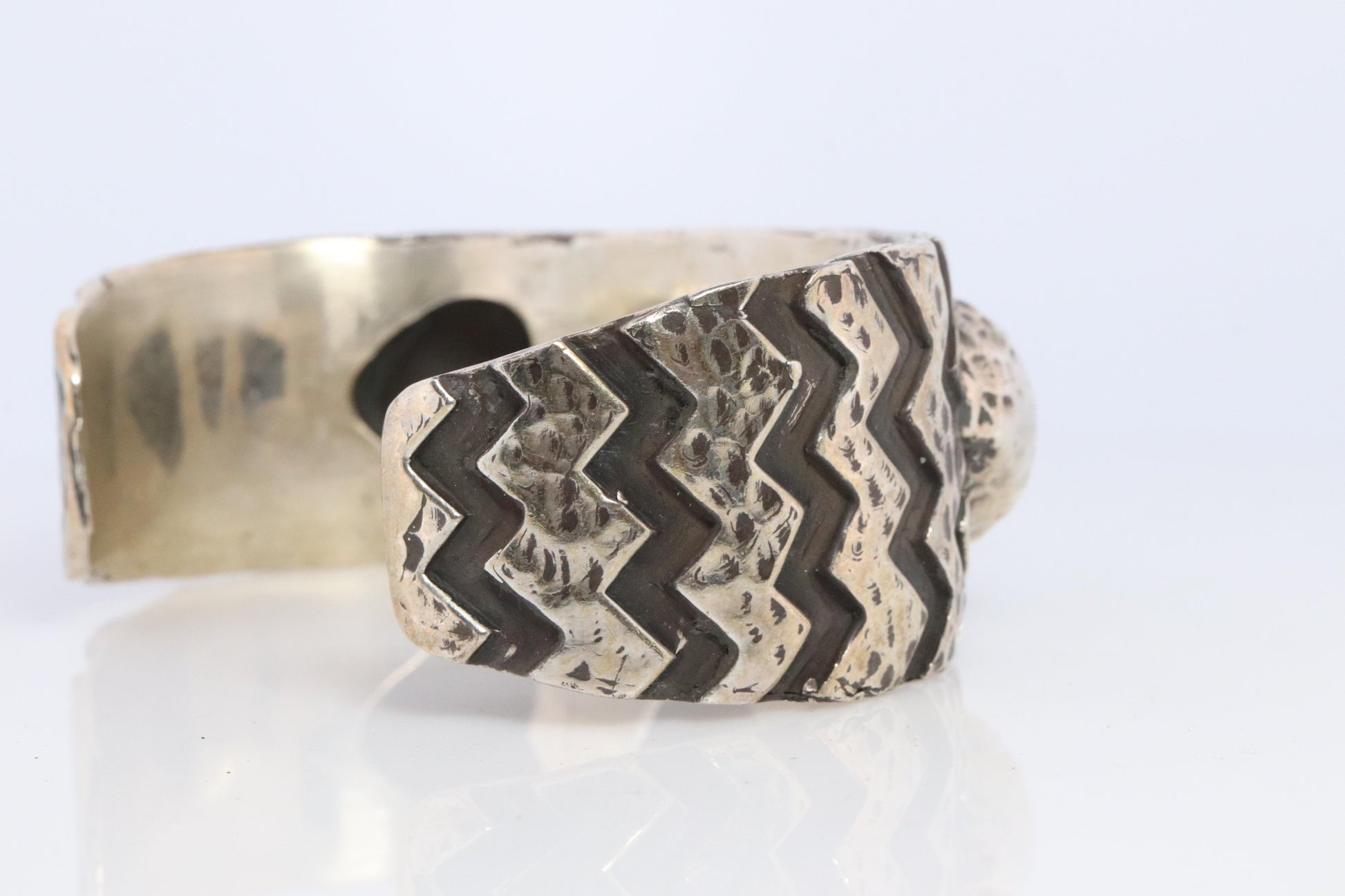 Dian Malouf Cuff Bracelet. Wide Heart Heavy sterling Silver Cuff Bracelet