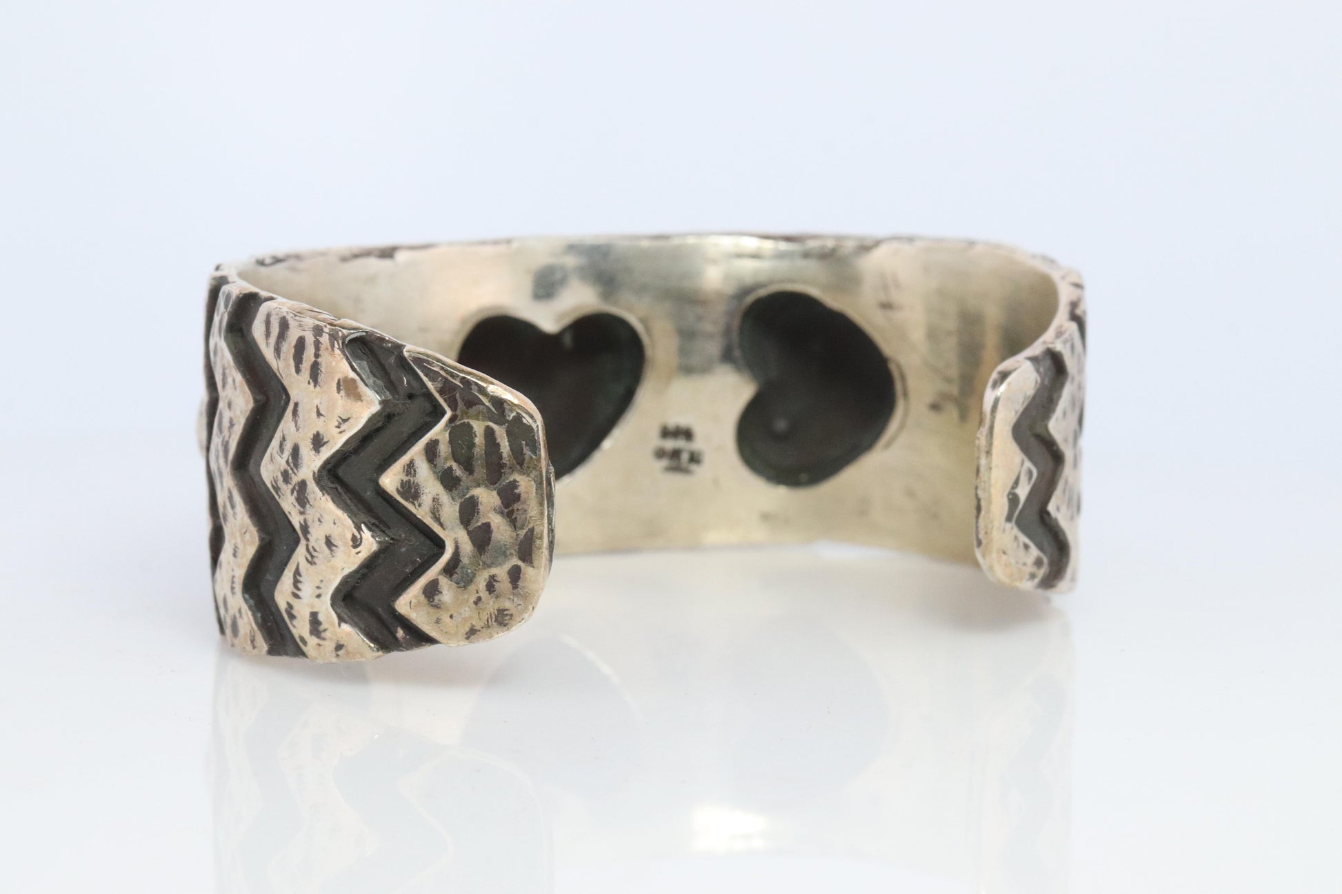 Dian Malouf Cuff Bracelet. Wide Heart Heavy sterling Silver Cuff Bracelet