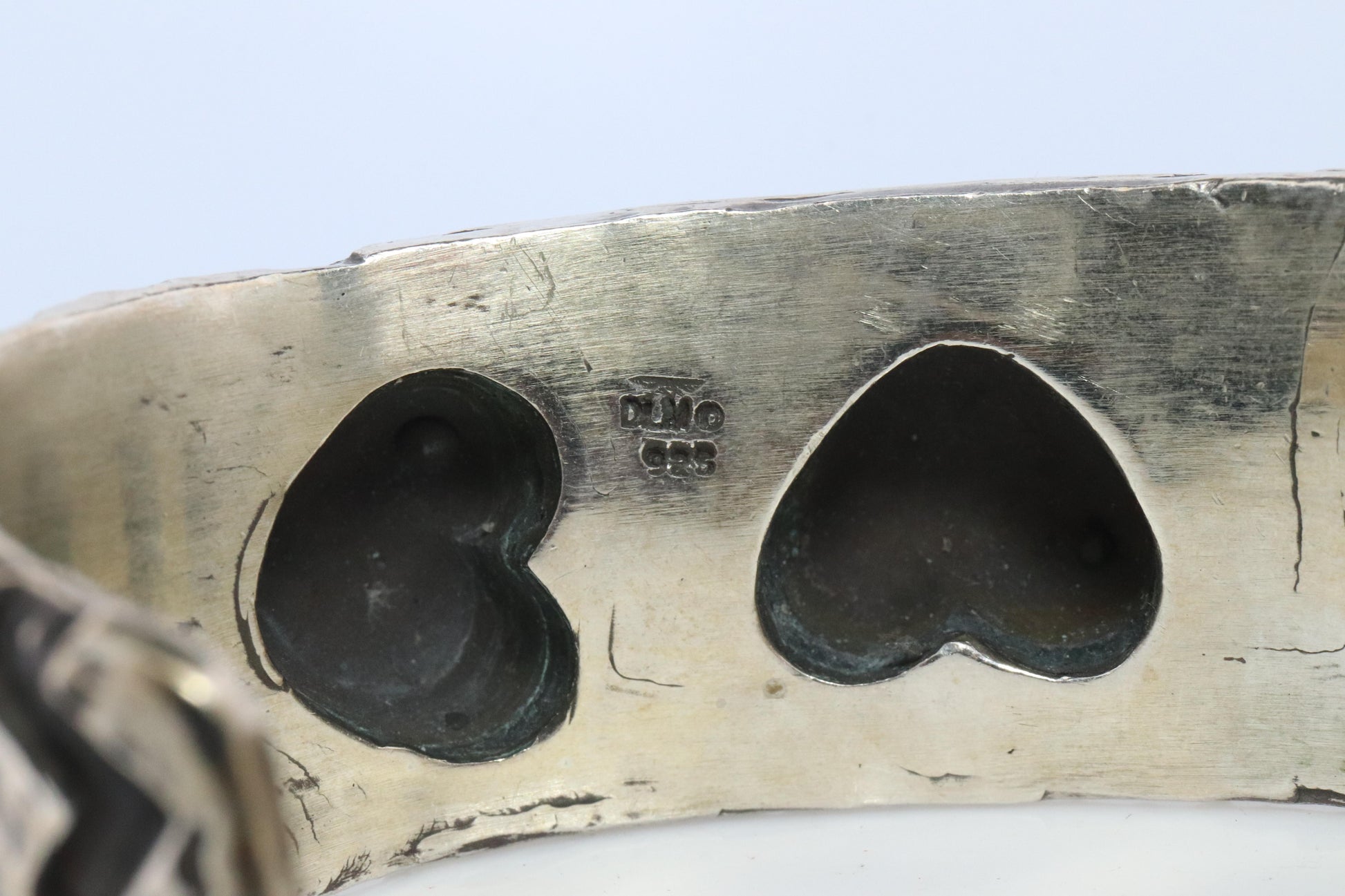 Dian Malouf Cuff Bracelet. Wide Heart Heavy sterling Silver Cuff Bracelet