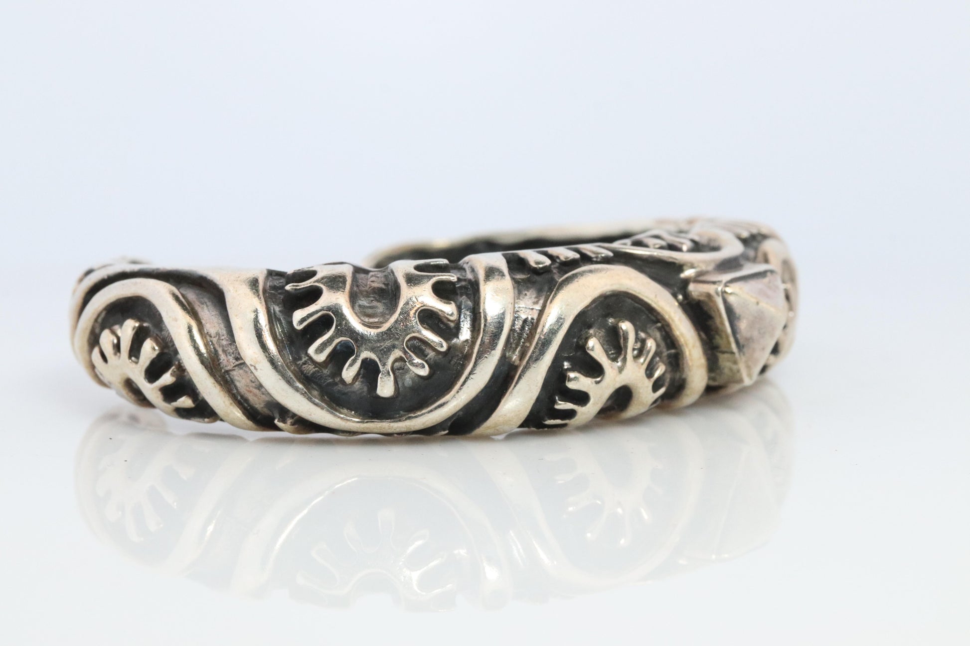 Dian Malouf Cuff Bracelet. Wide Heart Heavy sterling Silver Cuff Bracelet