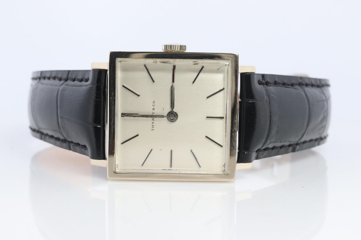 18k Tiffany and Co Watch. Tiffany Mens Dress White Gold Wristwatch