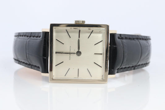 18k Tiffany and Co Watch. Tiffany Mens Dress White Gold Wristwatch