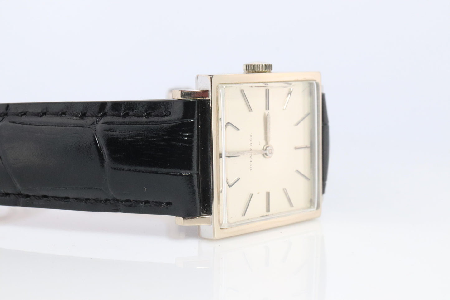 18k Tiffany and Co Watch. Tiffany Mens Dress White Gold Wristwatch